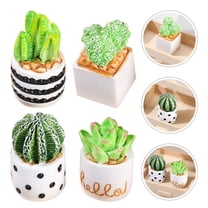 PBPBOX 4Pcs Resin Bonsai Decors Mini Plants Figurines Assorted Color for Shelf Decoration