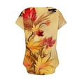 thumbnail image 5 of ALLLIST V-Neck Womens Tops Clearance Under $5 Orange Short Sleeve Floral T-Shirts Casual Button Ladies Tops and Blouses, 5 of 5