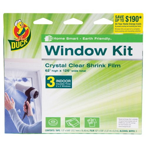 Duck Brand Shrink Film Clear Plastic Window Insulation Kit, 62 in. x