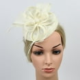 thumbnail image 2 of Race Wedding Womens Feather Pillbox Hat Fascinator Derby Party Headband Clip White, 2 of 7