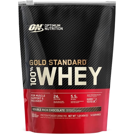 Optimum Nutrition  Gold Standard 100% Whey Protein Powder  Double Rich Chocolate  1 lb  14 Servings