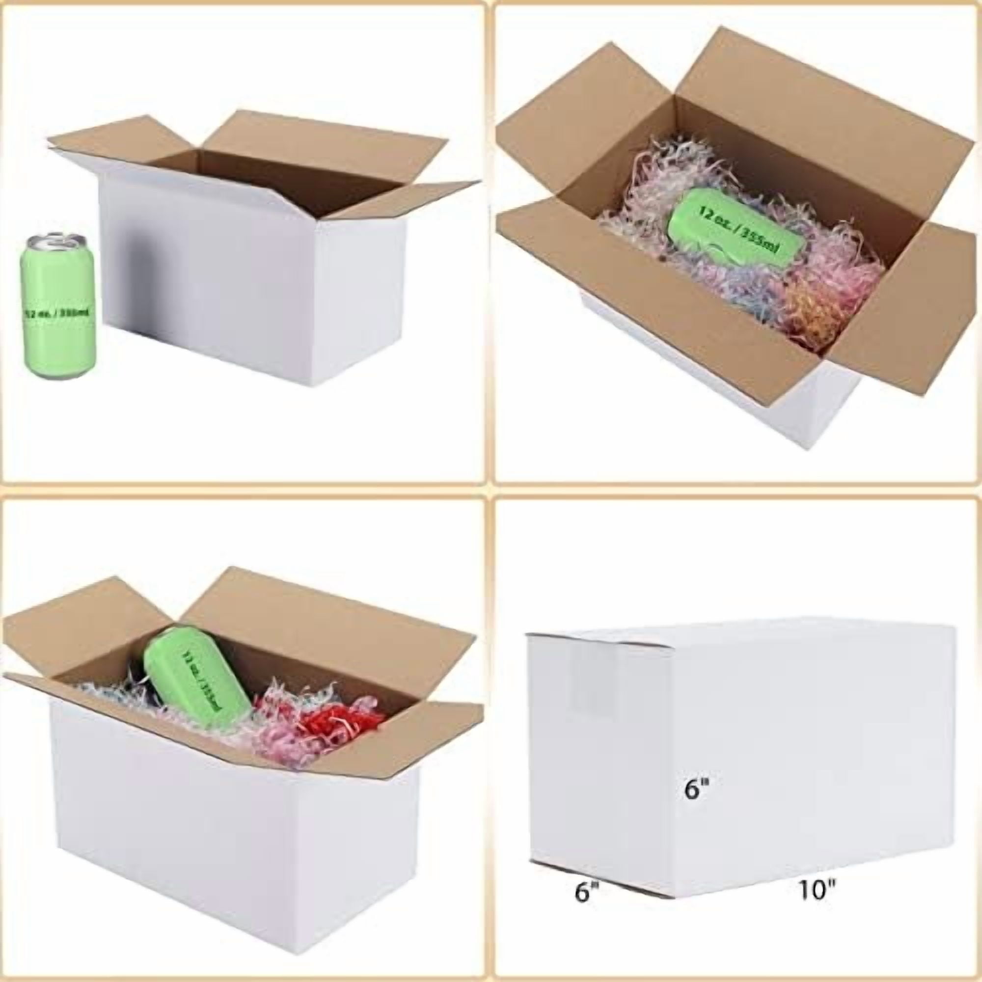 10x6x6 Shipping Boxes Set of 40, White Corrugated Cardboard Box for Mailing Packing Gifts Small Business