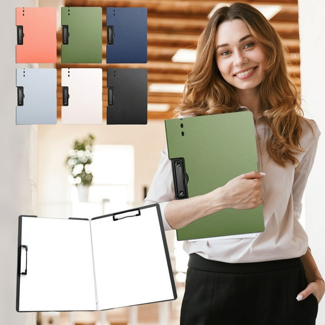 Fiudx Portapapeles A4, Plástico Duradero, Tablero de Escritura Resistente, Diseño Vertical para Fácil Acceso, Ideal para Oficina y Escuela, Azul Oscuro, Gris, Verde, Rosa, Blanco, 23,5 X 32 Cm