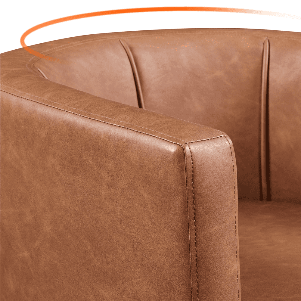 Renwick Faux Leather Upholstered Club Chair for Livingroom, Brown