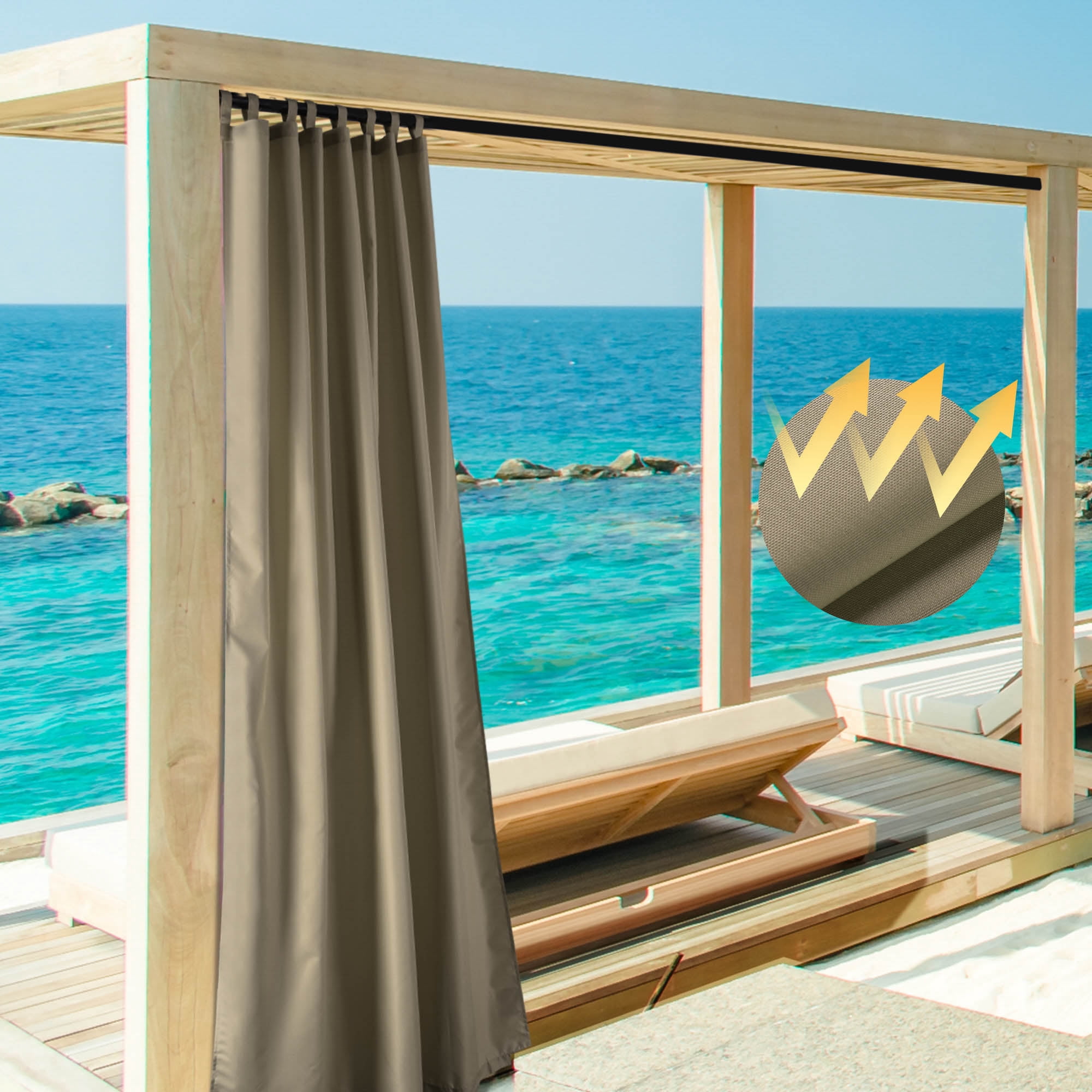 Yescom 54"x108" Outdoor Privacy Curtain Panel Tab Top UV30+ Patio Lanai Pergola 4 Piece