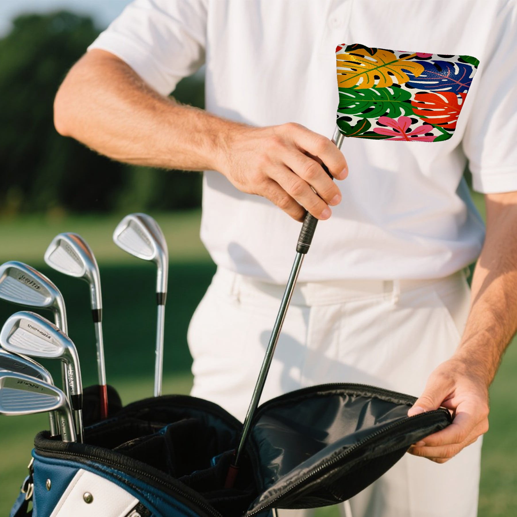 Golf Club Head Cover Waterproof Leather Golf Accessories HeadCovers Set Driver Headcover for Women Men Tropical Fruits