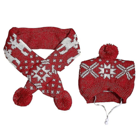 Gorro y bufanda de punto para disfraz de perro navideño, accesorios bonitos para disfraz de mascota, ropa cálida de invierno para gato