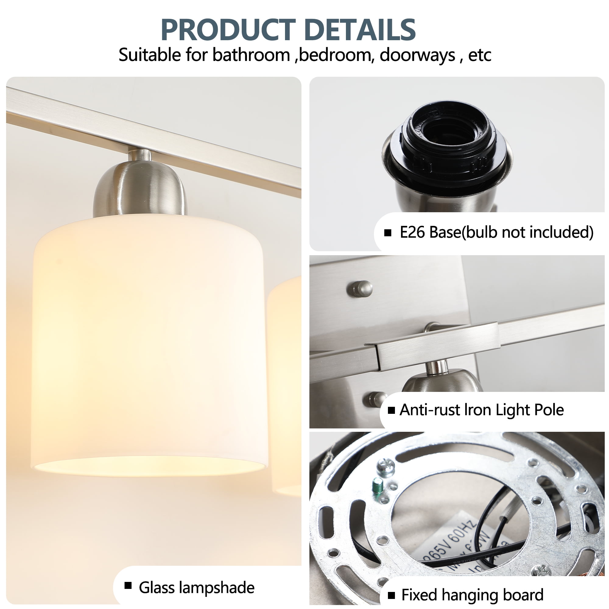 10 Light bathroom lighting fixtures 65 inch over mirror Nickel Vanity Lights&nbsp; for Mirror Bedroom/BathroomLiving Room 10*E26 Base Up and Down Reversible Mounting