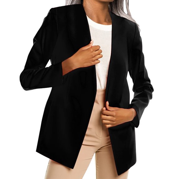 Vedolay Blazer Jackets for Women Suit Jackets for Women Lapel Neck Long Sleeve Blazer Button Front Fashion Jacket,Black XL