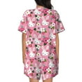 thumbnail image 6 of Uemuo Rose Rabbit Pattern Women's Short-Sleeved Pajama, Button-Front Loungewear, 2-Piece Summer Sleepwear, Elastic Drawstring Shorts-4X-Large, 6 of 7