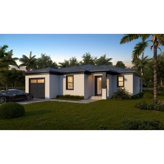 013-1380: Mediterranean Contemporary 3 Bed, 2 Bath Luxury Home Plan, 1380 Sq Ft: Full Blueprints with License to Build by Home Plan Marketplace - Lesuto