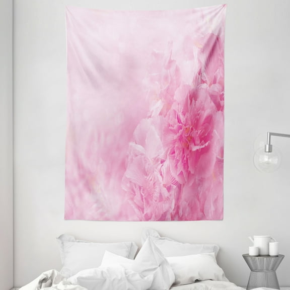 Light Pink Tapestry, Spring Flowers Close Up Florets Bouquet Elegance Beauty Wedding Shabby Chic Print, Wall Hanging for Bedroom Living Room Dorm Decor, 60W X 80L Inches, Baby Pink, by Ambesonne