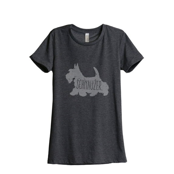 Thread Tank Schnauzer Dog Silhouette Women's Relaxed Crewneck T-Shirt Tee Charcoal Large