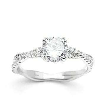 Women 18K Gold 925 Silver Twist Princess Moissanite Engagement Rings ...