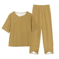 thumbnail image 4 of Yuyuzo Womens Lounge Sets Crew Neck Button Tops Baggy Pants with Pockets 2 Piece Summer Matching Sets, 4 of 4