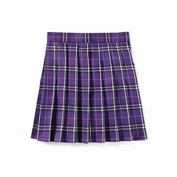 ZHOGXU Women's Plaid Pleated Skirt High Waist A Line Short Skater Skirts For Casual School Party,Purple,XXXXXL