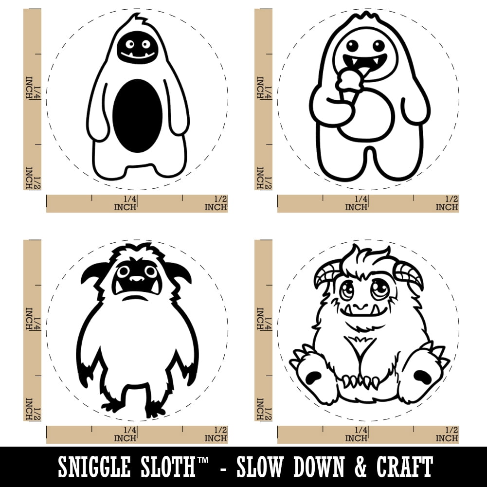 Yeti stamp set ( comes with 4 stamps ) - Paper Nest Dolls Hand Drawn Rubber  Stamps