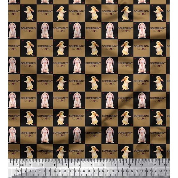 Soimoi Cotton Poplin Fabric Text & Bunny Animal Print Fabric by Yard 42 Inch Wide