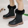 thumbnail image 6 of workcargo Warm Kids Winter Boots for Juniors Size 29 - Black Mid-Calf PU Boots with Faux Fur Cuff & Easy Side Zipper, 6 of 7