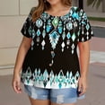 thumbnail image 4 of Resivox Womens Plus Size Tops 4x-5x Trendy Crew Neck Henley T Shirts Floral Henley T-Shirt Short Sleeve Button up Shirts Large Casual Tunic Tops Light Blue 2XL, 4 of 5