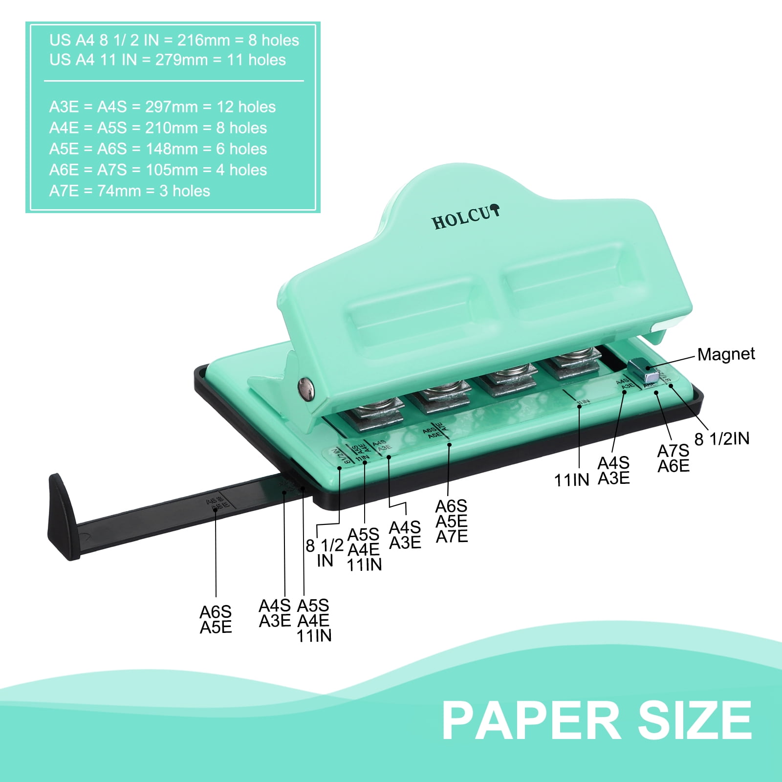 Uxcell Mushroom Discbound Hole Punch, 4 Holes Paper Puncher(Light Blue)