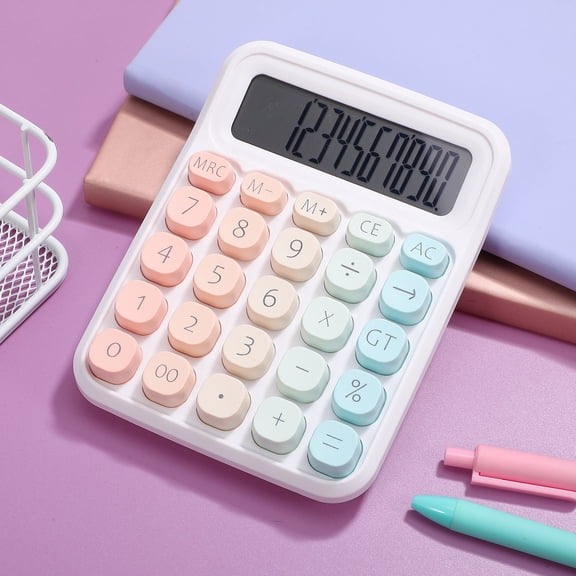 Mechanical Calculator Cute Multicolor Desk Calculator Big Buttons Easy to Press Basic Function Large Display(No Batteries)