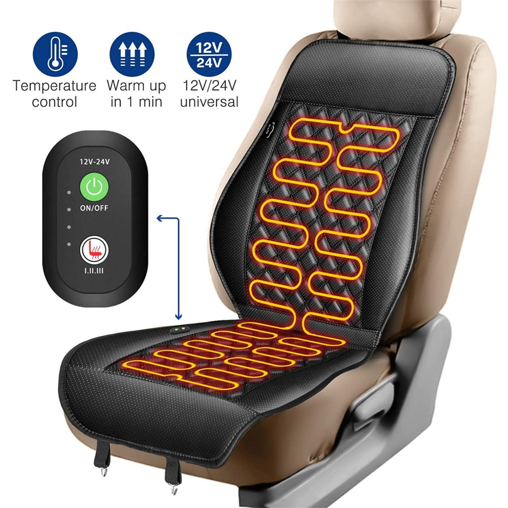 Sairis Durable Car Seat Heated Cover 12V Front Seat Heater Auto Winter Warmer Cushion Portable Automobile Accessories black 