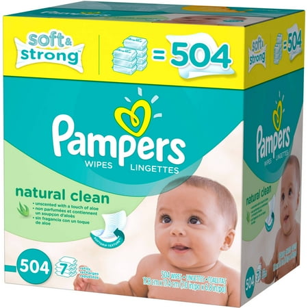 Pampers Natural Clean Baby Wipes Refills, 504 sheets