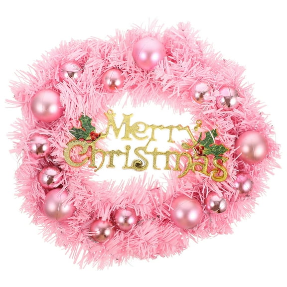 OFFIGAM 1Set Christmas Wreath Decoration Front Door Wreath Pink Circular PVC Iron 30X30cm