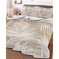 thumbnail image 3 of Quilts Full Size Bedding Set, Beige Palm Leaves Lightweight Quilted Comforter, Summer Tropical Botanical Coastal Soft Reversible Bedspread Coverlet with Pillow Covers for All Season, 78" x 90", 3 of 7