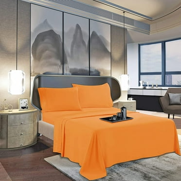 Elegant Comfort Uptown Microfiber Flat Sheet, 1-Piece, 1500 Series, , 1 Piece Full, Elite Orange