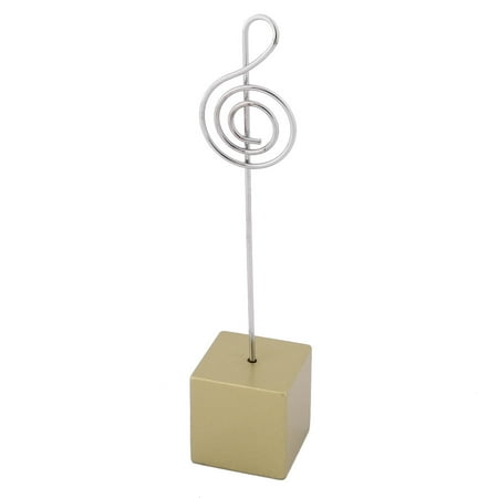 - Household Office Resin Musical Note Shaped Table Decor Photo Memo Clip Gold Tone