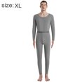 thumbnail image 2 of Conjunto de ropa interior térmica para hombre, calzoncillos largos con forro polar suave, capa base superior e inferior cálidas para el invierno, gris, 2 of 6