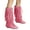Pink, variant on Womens Fringe Western Boots Hidden Wedge Heel Slouch Knee High Boot Platform Tassel Moccasins