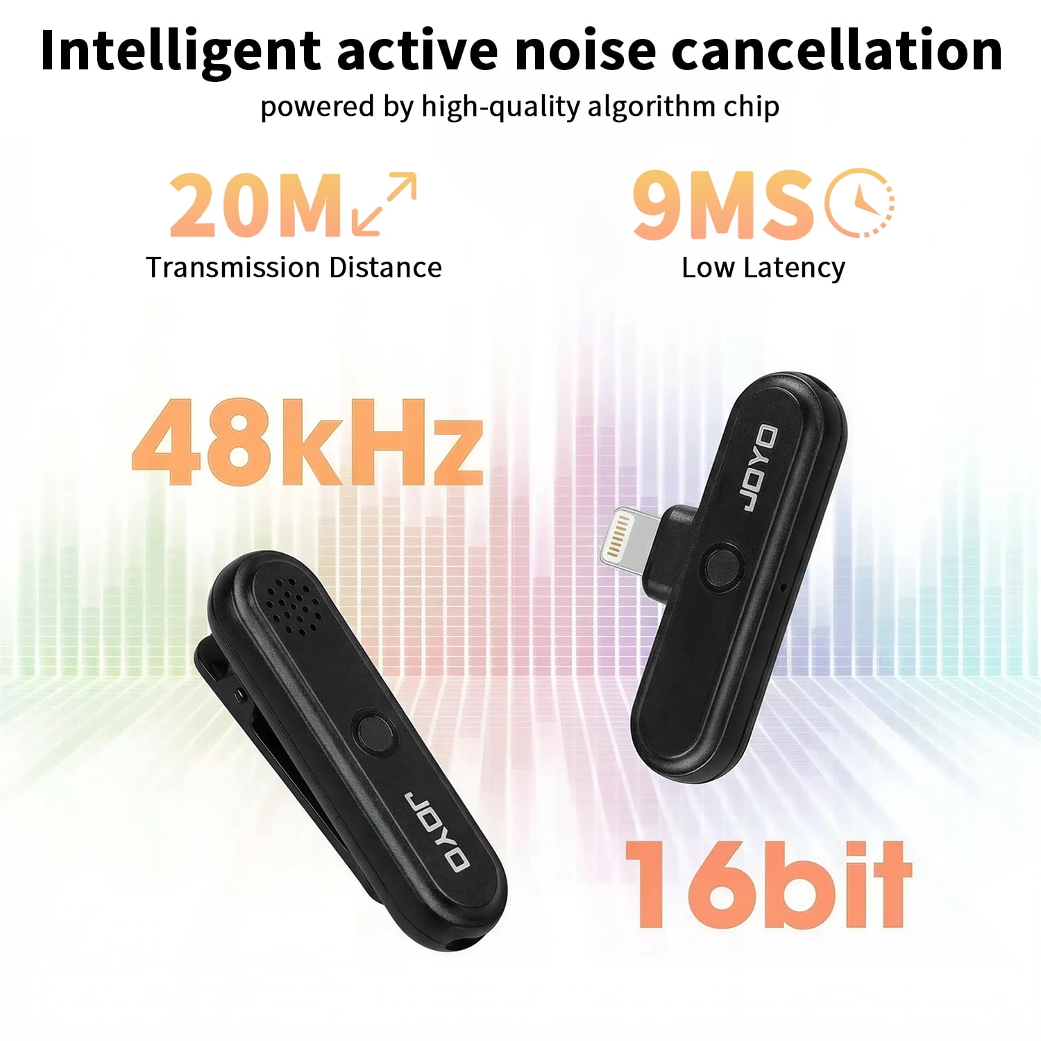 JOYO 2 Lavalier Wireless Microphone Video Recording Mini Mic For Android/iPhone Professional Noise Reduction