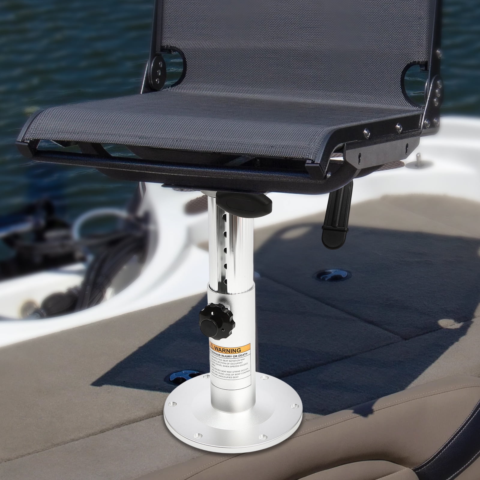 Adjustable Boat Seat Pedestal, 13"–19" Height, Aluminum Alloy Marine Seat Stand with Sliding Base & 8.58" Round Base, Universal Fit for Fishing Boats, Yachts & Speedboats