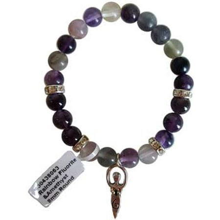 Amethyst Purple Charm Bracelet - Womens Jewelry Bracelet Purple Amethyst Flourite Goddess Charm Positivity Fertility Bounty the Giver