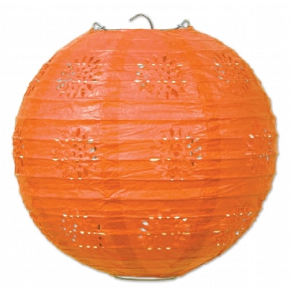 Beistle Club Pack of 18 Orange Lace Inspired Hanging Paper Lanterns Party Decorations 8"