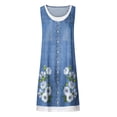 thumbnail image 4 of Uaswgudfs Womens Summer Denim Dresses Sleeveless Crewneck Button Down Tank Sundress Solid/Floral Print Jean Dress, 4 of 5