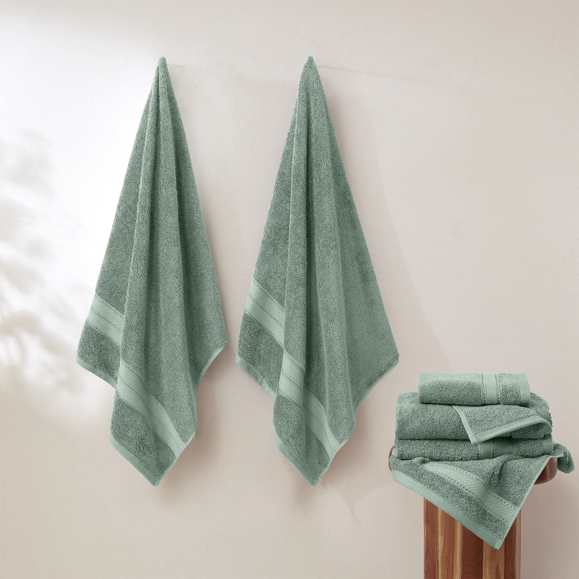 Modern Threads Spunloft 6-Piece Cotton Bath Towel Set, Eucalyptus