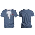 thumbnail image 4 of Xcmzpl T-Shirt de Smoking pour Hommes T-Shirt Graphique de Smoking Grandes Tailles T-Shirts à Imprimé Color Block Col Rond Manches Courtes Chemises Décontractées, 4 of 5