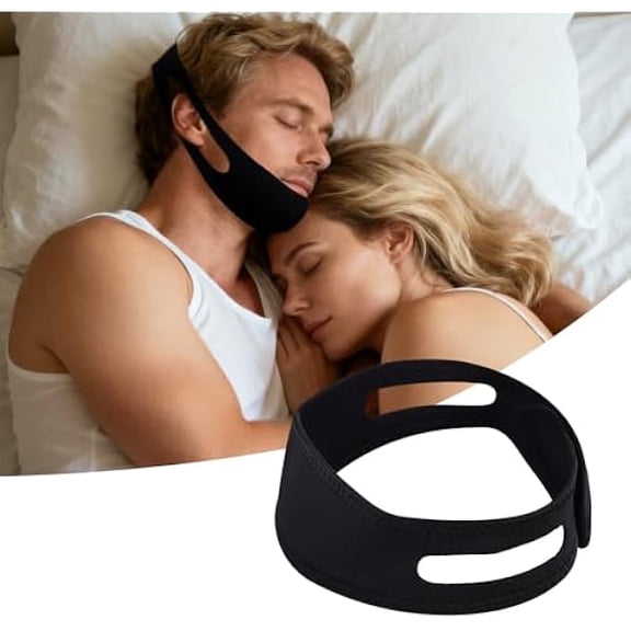 AoVoTo Travel Jaw Strap for CPAP Users, Sleep Apnea Headgear to Keep Mouth Closed, Anti-Snore Chin Strap for Sleeping, Snore Strips, Mouth Tape for Women & Men (Black)