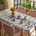 thumbnail image 3 of Texas Star Navy Blue Table Cloths for 4 Foot Rectangle Tables, Farmhouse Vintage Art Wooden Patio Waterproof Elastic Fitted Tablecloths, Washable Rectangular Table Cover for Camping, 3 of 8