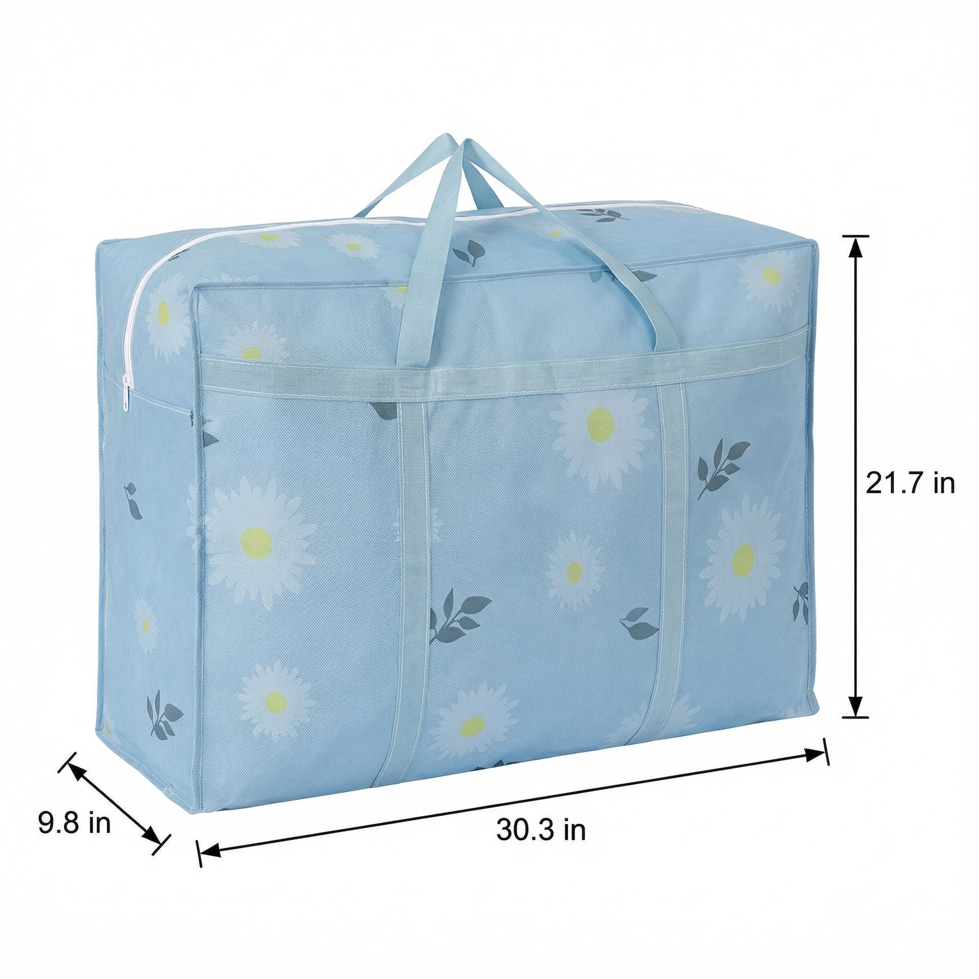 Unique Bargains Foldable Storage Bags for Organizing Livingroom Blue 30.3"x9.8"x21.7"