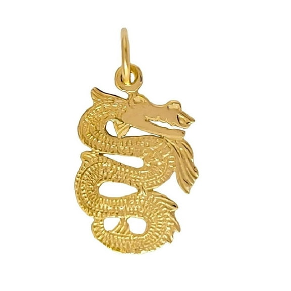 14K Yellow Gold Dragon Pendant Charm