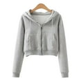 thumbnail image 5 of Women's Zip Up Hooded Sweatshirt Autumn New Cotton Long Sleeve Cardigan Jacket Oversized Slim-Fit Casual Pullover with Fashionable Streetwear Design for Daily Layering, 5 of 7