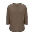 thumbnail image 5 of Women's Plus Size 3/4 Length Sleeve Round Neck Tee Shirt with Pockets Casual Spring Summer Basic Solid Loose Tunic Tops, 5 of 7