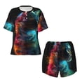 thumbnail image 4 of Picia Neon Spectrum Cat Portrait Pajamas Sets for Women Soft Short-Sleeved Pjs with Lounge Shorts Two Piece Sleepwear-X-Large, 4 of 9