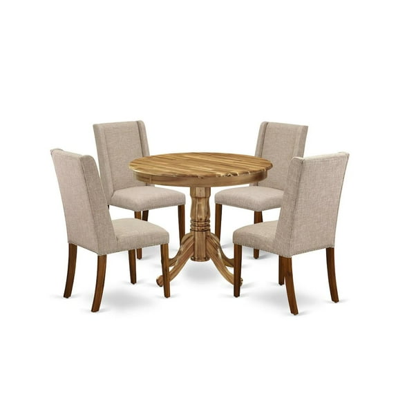 East West Furniture Dining Room Set Natural, ANFL5-ANA-04