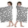 thumbnail image 4 of White Butterfly Black Pattern Hooded Bath Towel，50"x30" for Ages 3 To 12 Kids, Quick Dry Lightweight Soft Microfiber Hood Beach Towel Cover Up for Kids, 4 of 7